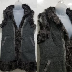Glamourpuss Reversible Lamb Fur Wool Vest Coat M